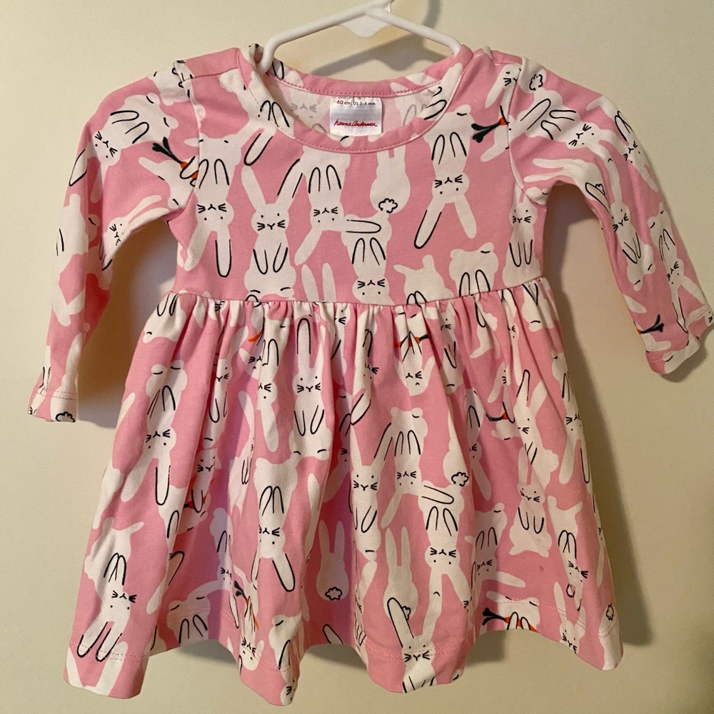 Hanna Andersson Pink Bunny Baby Dress and Legging Set